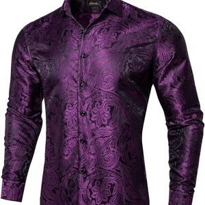 DiBanGu Silk Purple Dress Shirt Men’s Size L